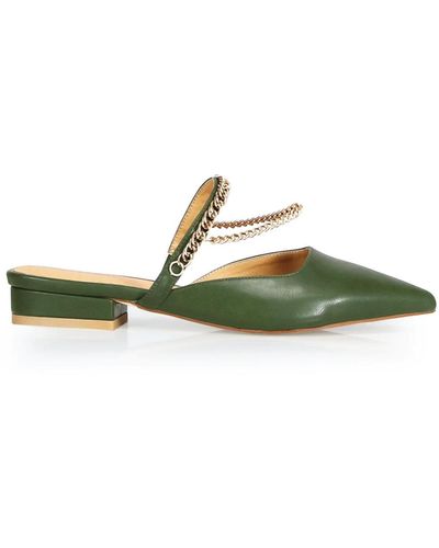 Belle & Bloom On The Go Leather Flat - Green