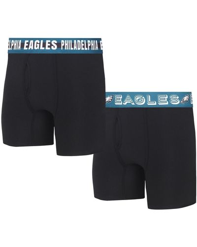 Concepts Sport Philadelphia Eagles Gauge Knit Boxer Brief Two-pack - Black