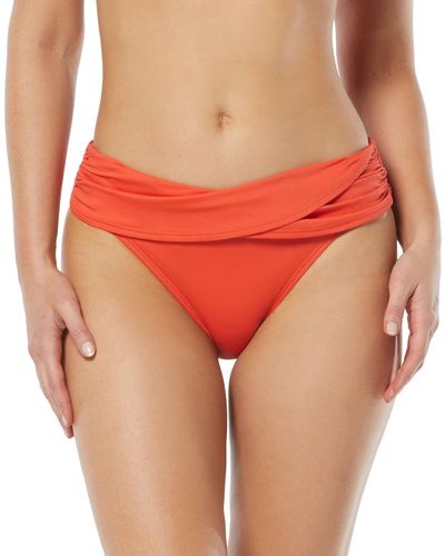 Vince Camuto Draped High-waist Bikini Bottoms - Orange