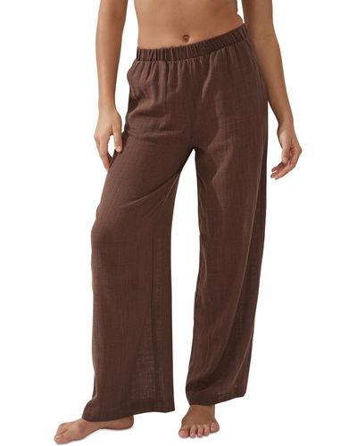 Cotton On Relaxed Wide-leg Pull-on Beach Pants - Brown