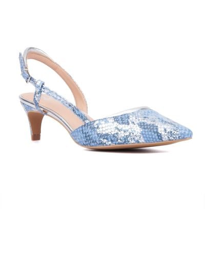 New York & Company Karla Kitten Heel Sandals - Blue