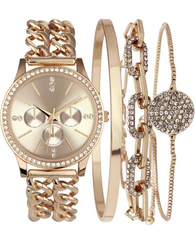 INC International Concepts Bracelet Watch 36m Gift Set - Metallic
