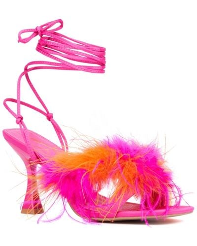 New York & Company Georgia Lace Up Heel Sandal - Pink