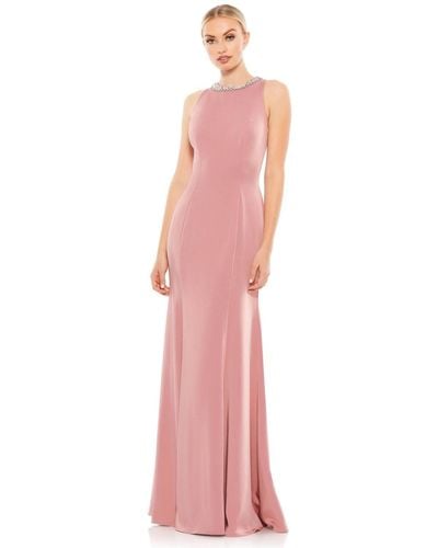 Mac Duggal Ieena Embellished Neck Trumpet Gown - Pink