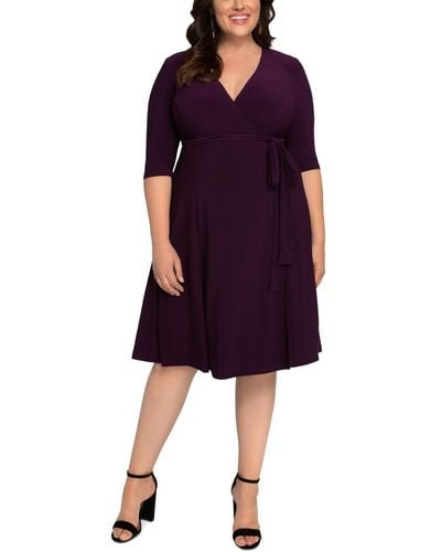 Kiyonna Plus Size Essential Wrap Dress - Purple