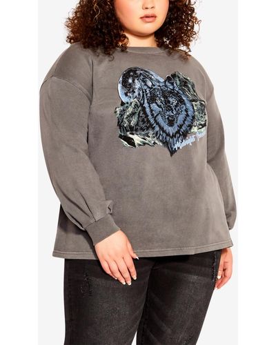 Avenue Plus Size Sadie Graphic Sweater - Gray