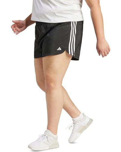 adidas Plus Size Pacer Training 3-stripes Woven High-rise Shorts - Black