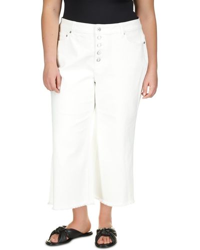 Michael Kors Michael Plus Size Button-fly Frayed-hem Jeans - White