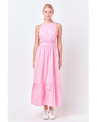 English Factory Elastic Detail Sleeveless Dress - Pink