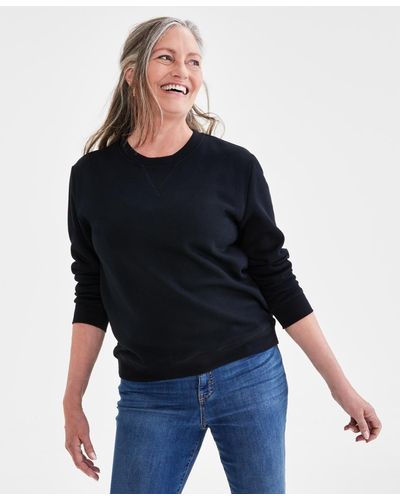 Style & Co. Long-sleeve Crewneck Sweatshirt - Black
