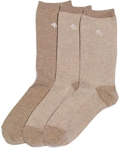 Lauren by Ralph Lauren Tweed Cotton Trouser 3 Pack Socks - Brown