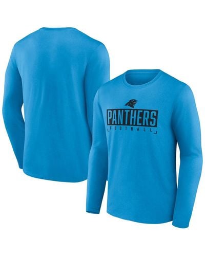 Fanatics Carolina Panthers Big And Tall Wordmark Long Sleeve T-shirt - Blue