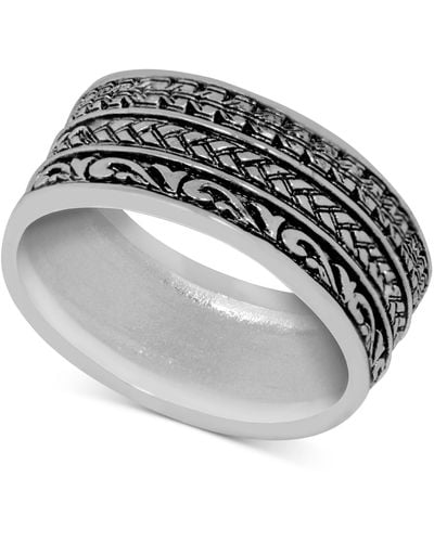 Essentials Patterned Band Ring - Gray