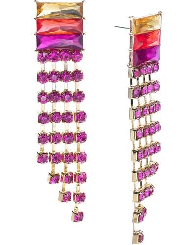 INC International Concepts Gold-tone Crystal Fringe Statement Earrings - Pink