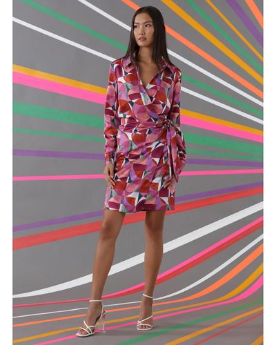 Donna Morgan Geo-print Tie-wrap Mini Dress - Multicolor