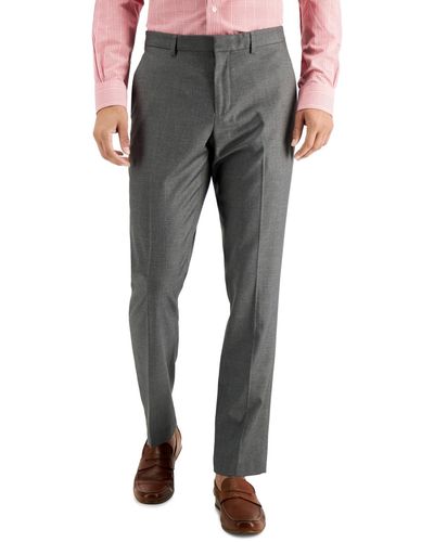 Perry Ellis Slim-fit Non-iron Performance Stretch Heathered Dress Pants - Gray