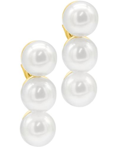 Adornia 14k Gold-plated Oversized Imitation Pearl Bar Studs Earrings - White