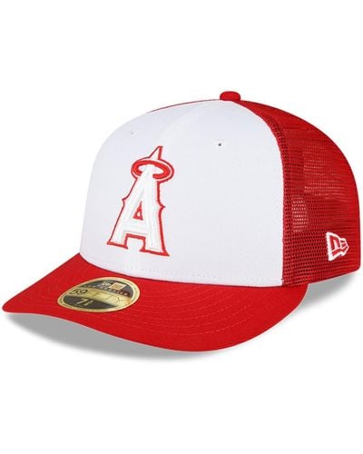 KTZ White And Red Los Angeles Angels 2023 On-field Batting Practice Low Profile 59fifty Fitted Hat