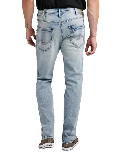 Silver Jeans Co. Eddie Athletic Fit Tapered Leg Stretch Jeans - Blue