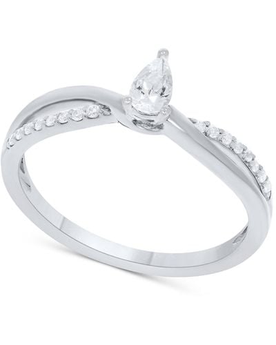 Macy's Diamond Pear-cut Swirl Solitaire Engagement Ring (1/4 Ct. Tw - Metallic