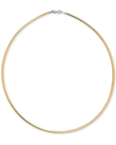 Macy's 14k Gold Over Sterling Silver And Sterling Silver Necklace, Reversable Omega - White