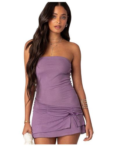Edikted Evelin Ruched Hem Mini Dress - Purple