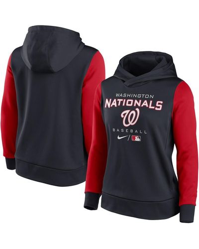 Nike Navy And Red Washington Nationals Authentic Collection Pullover Hoodie