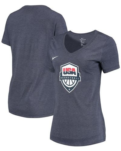 Nike Usa Basketball Team Logo Tri-blend V-neck T-shirt - Blue
