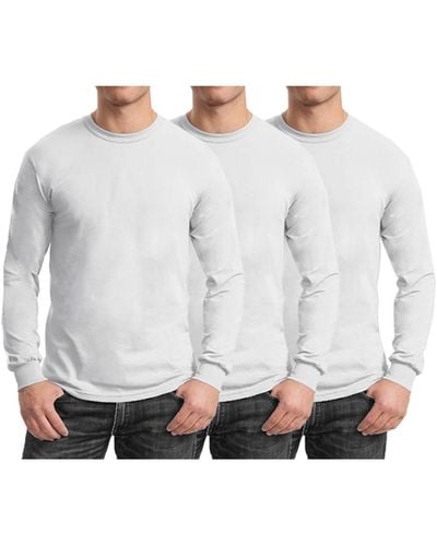 Galaxy By Harvic 3-pack Egyptian Cotton-blend Long Sleeve Crew Neck Tee - White
