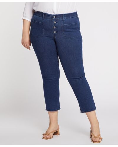 NYDJ Plus Size Waist Match Marilyn Straight Ankle Jeans - Blue