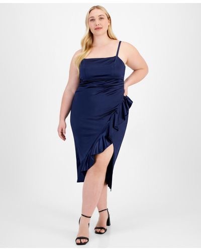 Emerald Sundae Trendy Plus Size Ruffled Midi Dress - Blue