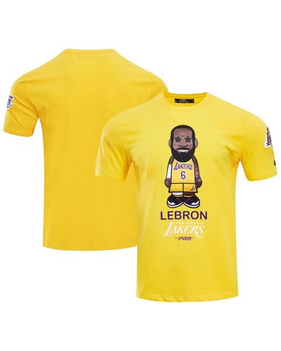 Pro Standard Lebron James Los Angeles Lakers #6 Caricature T-shirt - Yellow