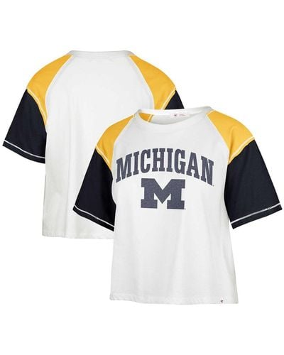 '47 Distressed Michigan Wolverines Serenity Gia Cropped T-shirt - Blue