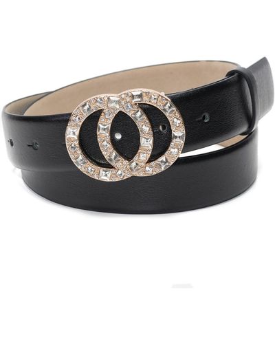 INC International Concepts Double-circle Rhinestone Belt, Created For Macy's - Black