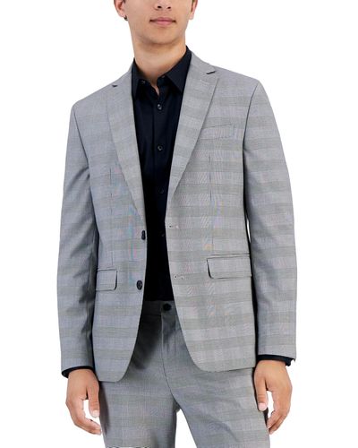 INC International Concepts Trinity Slim-fit Glen Plaid Suit Jacket - Gray