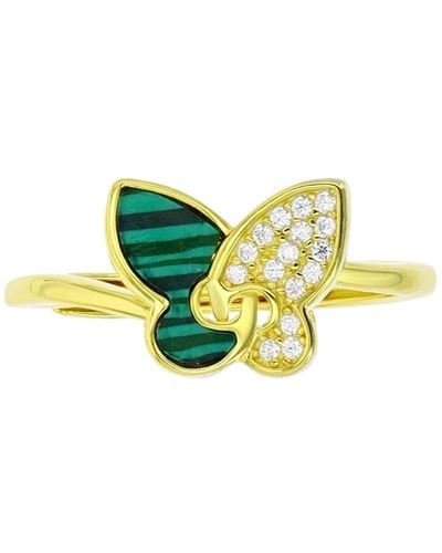 Macy's Lab-created Malachite & Cubic Zirconia Butterfly Ring - Yellow