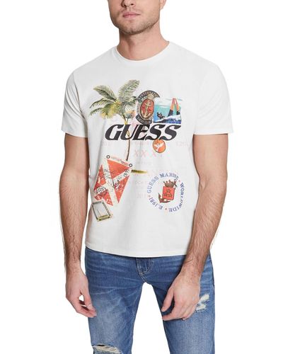Guess Short-sleeve Collage Graphic Crewneck T-shirt - White