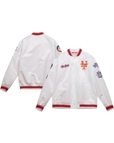 Mitchell & Ness New York Mets City Collection Satin Full-snap Varsity Jacket - White