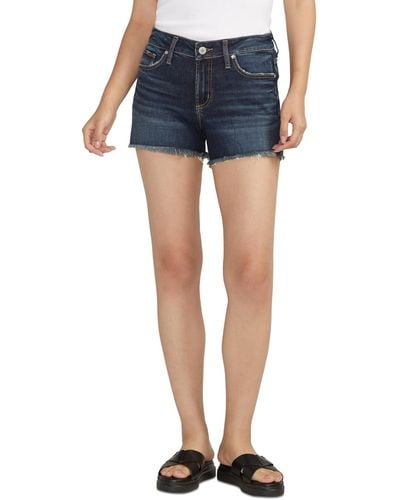 Silver Jeans Co. Suki Luxe Stretch Mid Rise Curvy Fit Denim Shorts - Blue