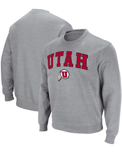 Colosseum Athletics Utah Utes Arch & Logo Tackle Twill Pullover Sweatshirt - Gray