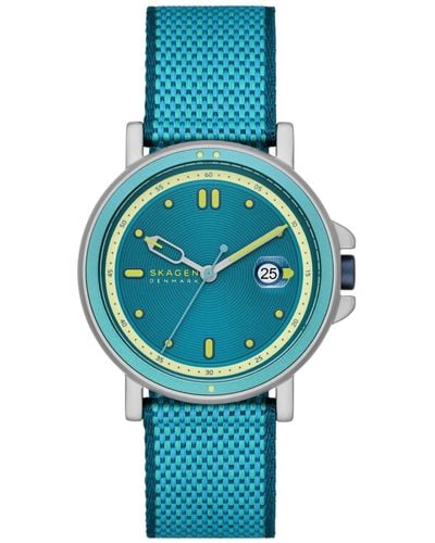 Skagen Signatur Sport Le Three Hand Date Pro-planet Plastic Watch 40mm - Blue
