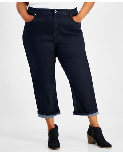 Style & Co. Plus Size Mid-rise Curvy Capri Jeans - Blue