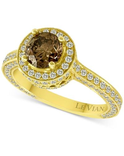 Le Vian ® Chocolate Diamond (1-1/20 Ct. T.w.) & Vanilla Diamond (7/8 Ct. T.w.) Halo Ring In 18k Gold - Metallic
