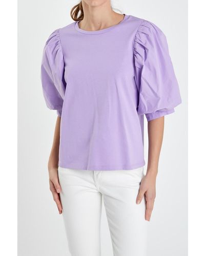 English Factory Poplin Sleeve Combo T-shirts - Purple