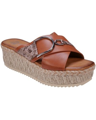 Gc Shoes Lindsey Strappy Platform Slide Sandals - Brown