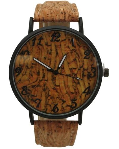 Olivia Pratt Cork Style Leather Watch - Brown