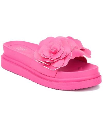 New York & Company Camellia Flower Slides - Pink