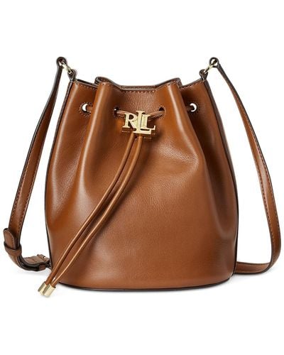 Lauren by Ralph Lauren Smooth Leather Medium Andie Drawstring Bag - Brown