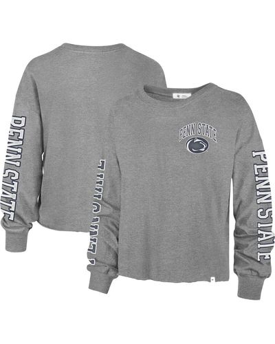 '47 Penn State Nittany Lions Ultra Max Parkway Long Sleeve Cropped T-shirt - Gray