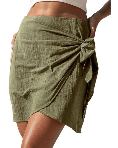 CUPSHE Olive Wrap & Tie Mini Cover-up Skirt - Green